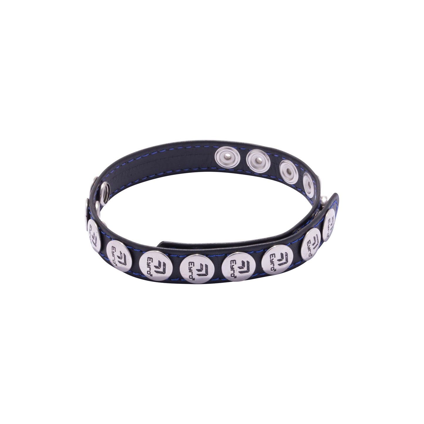 Eyro 10 Snap Black Leather Cock Ring Adjustable Strap BDSM
