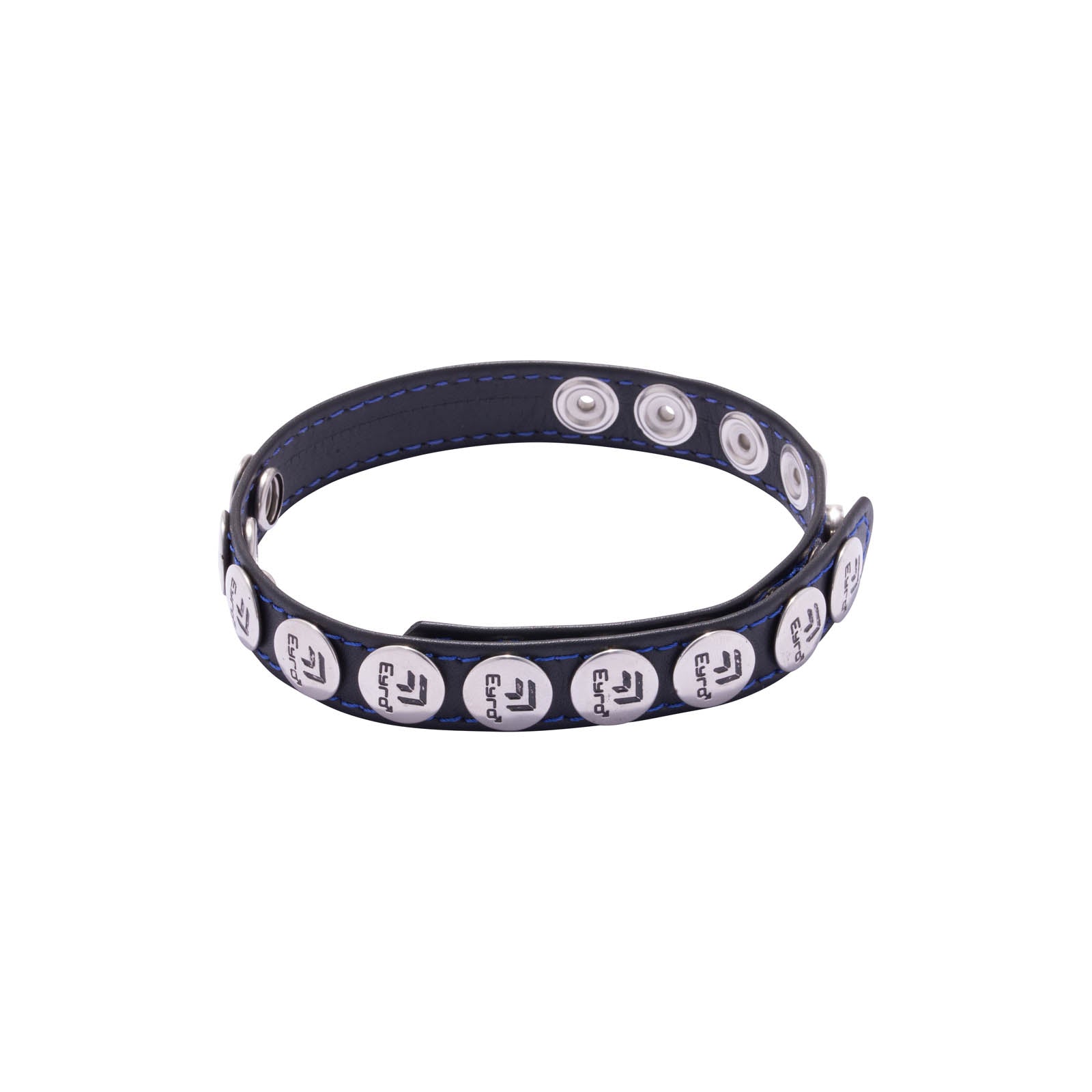 Eyro 10 Snap Black Leather Cock Ring Adjustable Strap BDSM