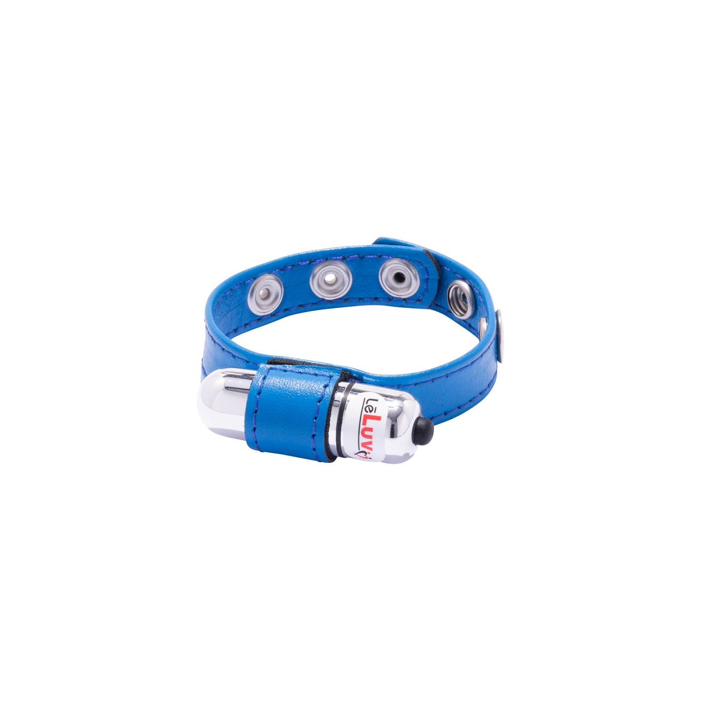 Eyro Vibrating Blue Leather Cock Ring 3 Snap Adjustable Strap Clitoral Vibe Penis Sex