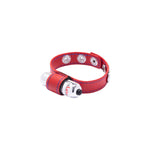Eyro Vibrating Red Leather Cock Ring 3 Snap Adjustable Strap + BULLET