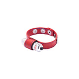 Eyro Vibrating Red Leather Cock Ring 3 Snap Adjustable Strap + BULLET