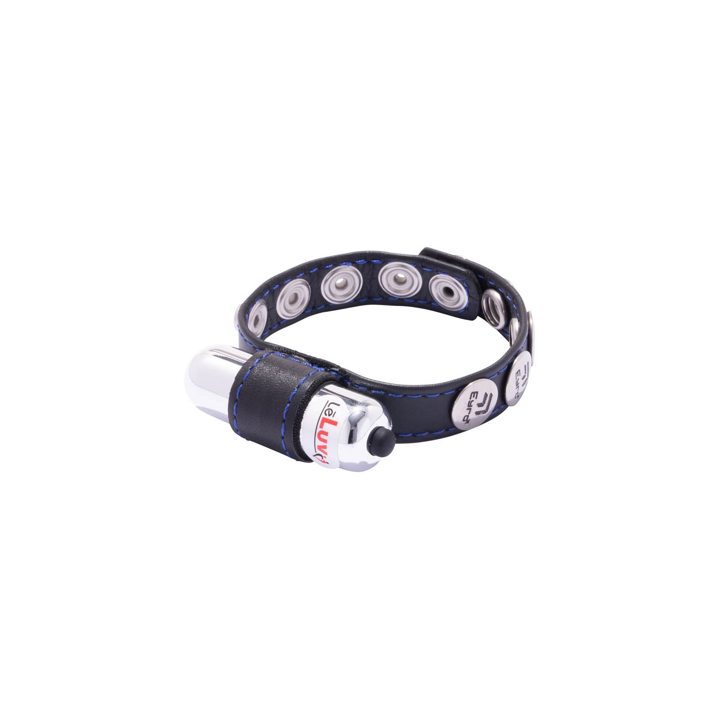 Eyro Vibrating Black Leather Cock Ring 5 Snap Adjustable Strap Clitoral Vibe Penis Sex