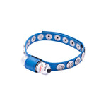 Eyro Vibrating Blue Leather Cock Ring 10 Snap Adjustable Strap Clitoral Vibe Penis Sex