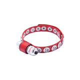 Eyro Vibrating Red Leather Cock Ring 10 Snap Adjustable Strap