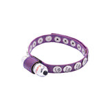 Eyro Vibrating Purple Leather Cock Ring 10 Snap Adjustable Strap