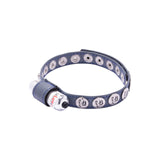 Eyro Vibrating Gray Leather Cock Ring 10 Snap Adjustable Strap