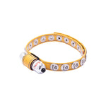 Eyro Vibrating Yellow Leather Cock Ring 10 Snap Adjustable Strap