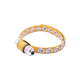 Eyro Vibrating Yellow Leather Cock Ring 10 Snap Adjustable Strap