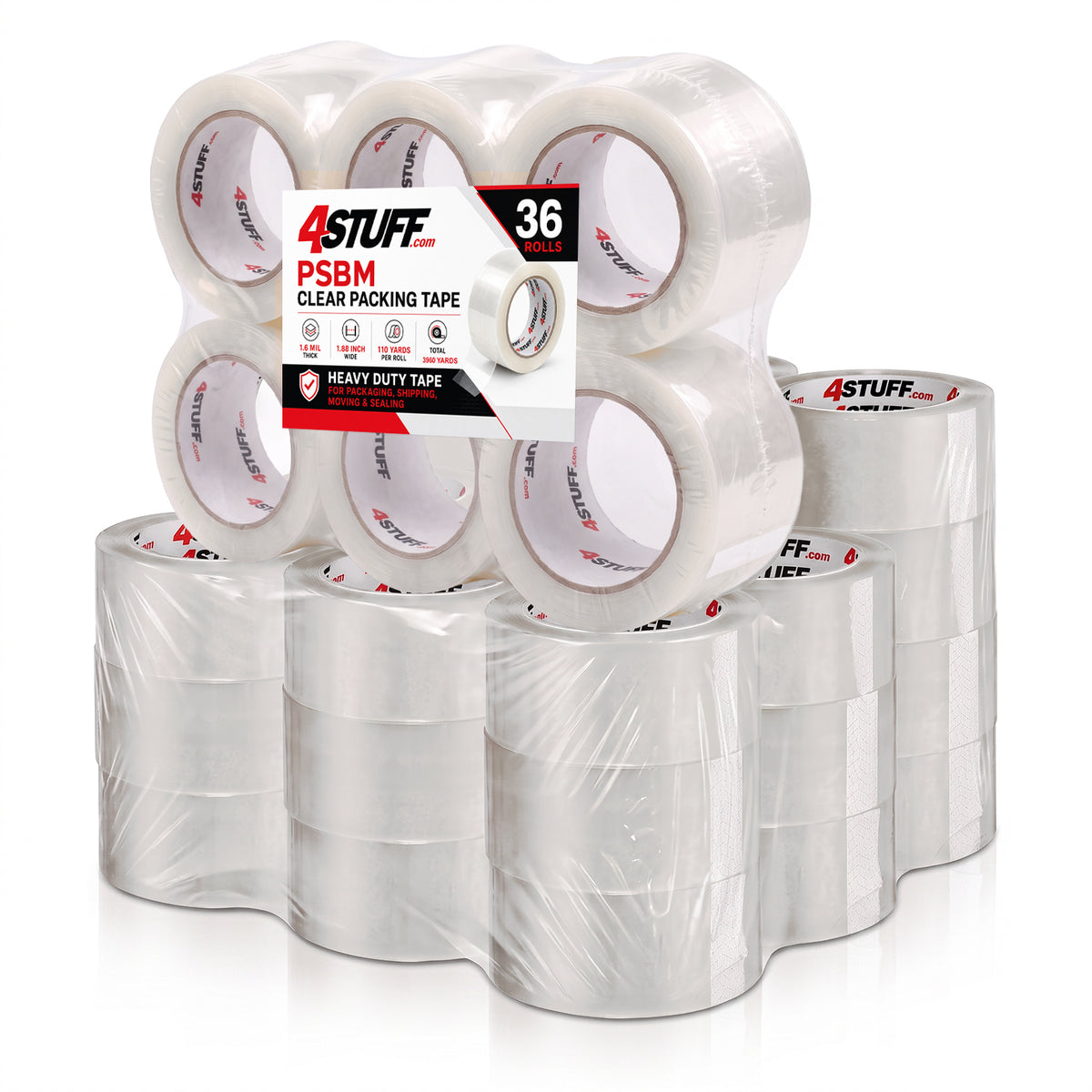 LeLuv® 4Stuff™ Packing Tape - 1.6 Mil, 2" x 110 yds Clear