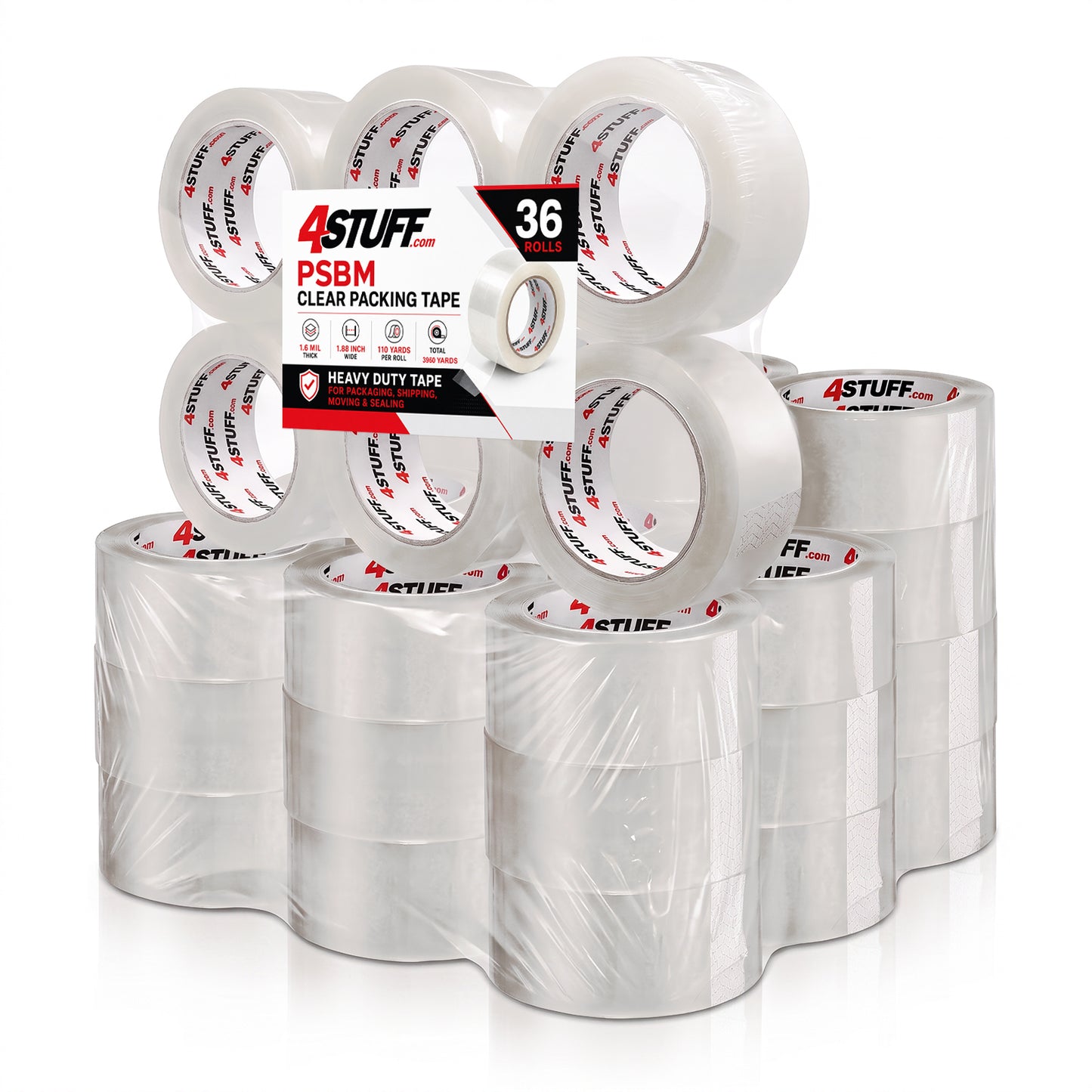 LeLuv® 4Stuff™ Packing Tape - 1.6 Mil, 2" x 110 yds Clear