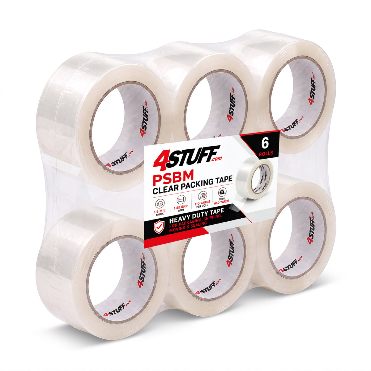 LeLuv® 4Stuff™ Packing Tape - 1.6 Mil, 2" x 110 yds Clear