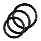 5mm Round Gauge Glans Rings - 36mm, 40mm, 44mm I.D. Sampler Set - Black (Multi-Size 3 Pack)