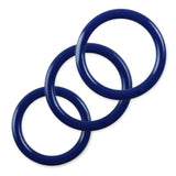 5mm Round Gauge Glans Rings - 28mm, 30mm, 32mm I.D. Sampler Set - Blue (Multi-Size 3 Pack)