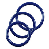 5mm Round Gauge Glans Rings - 32mm, 36mm, 40mm I.D. Sampler Set - Blue (Multi-Size 3 Pack)
