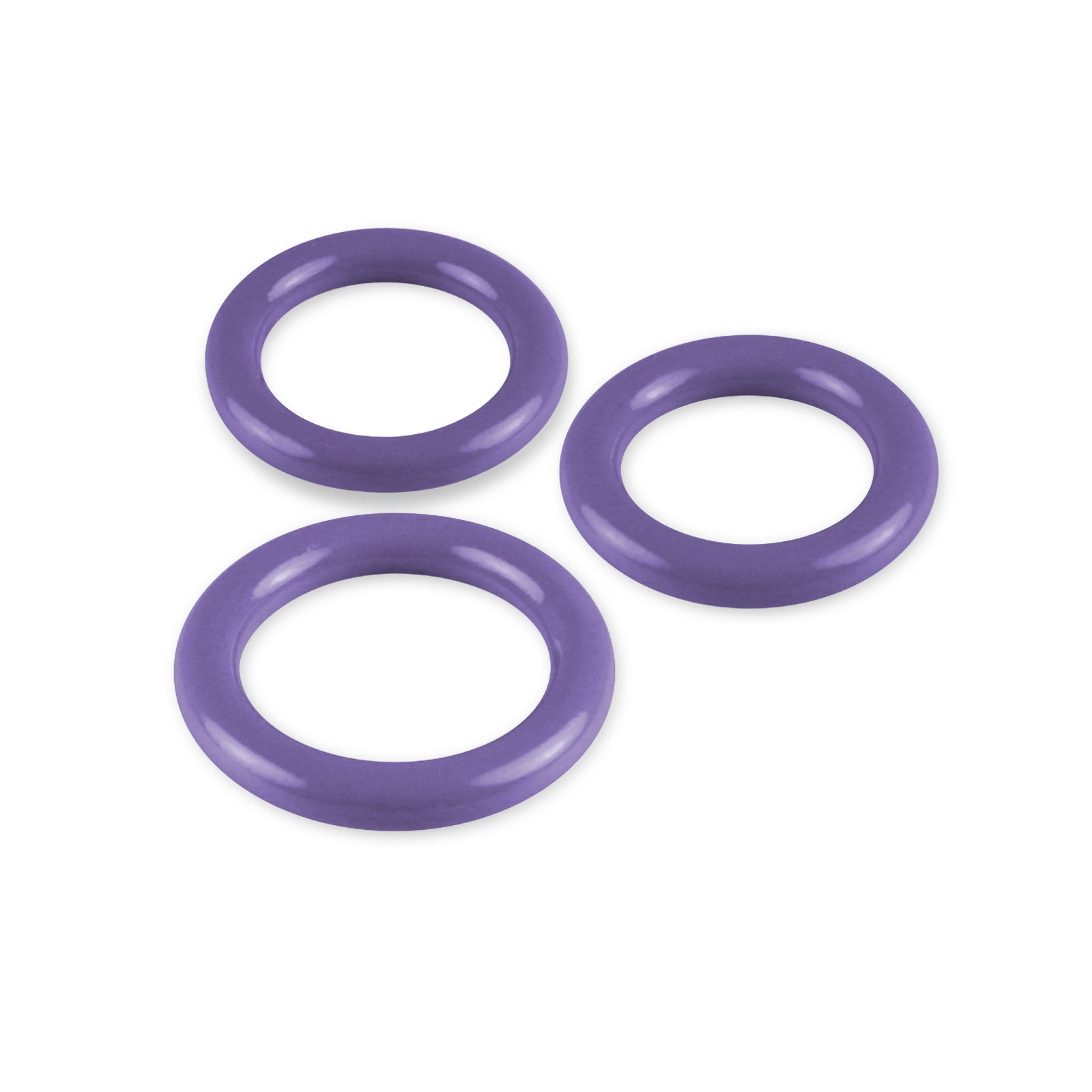 6mm Round Gauge Glans Rings - 22mm, 24mm, 26mm I.D. Sampler Set - Purple (Multi-Sized 3 Pack)