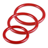 5mm Round Gauge Glans Rings - 44mm, 48mm, 52mm I.D. Sampler Set - Red (Multi-Size 3 Pack)