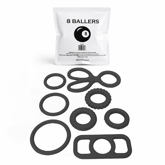LeLuv® 8 Baller Stretch Silicone Performance Ring System – 8 Shapes, 3 Elasticity Levels (10A/15A/20A), Medical-Grade Non-Sticky Silicone, Multi-Fit Support, Discreet Packaging