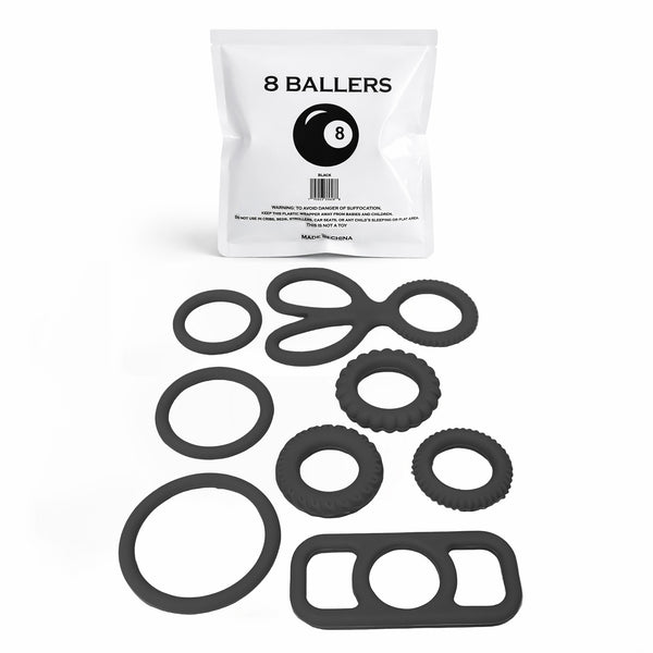 LeLuv® 8 Baller Stretch Silicone Performance Ring System – 8 Shapes, 3 Elasticity Levels (10A/15A/20A), Medical-Grade Non-Sticky Silicone, Multi-Fit Support, Discreet Packaging