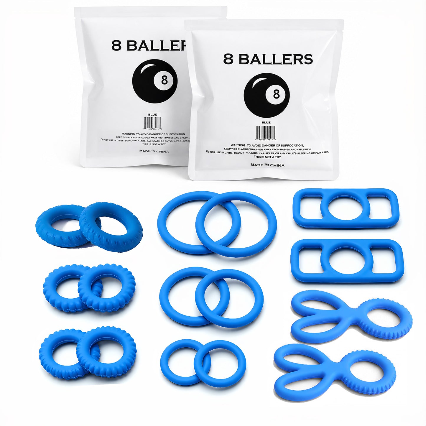 LeLuv® 8 Baller Stretch Silicone Performance Ring System – 8 Shapes, 3 Elasticity Levels (10A/15A/20A), Medical-Grade Non-Sticky Silicone, Multi-Fit Support, Discreet Packaging