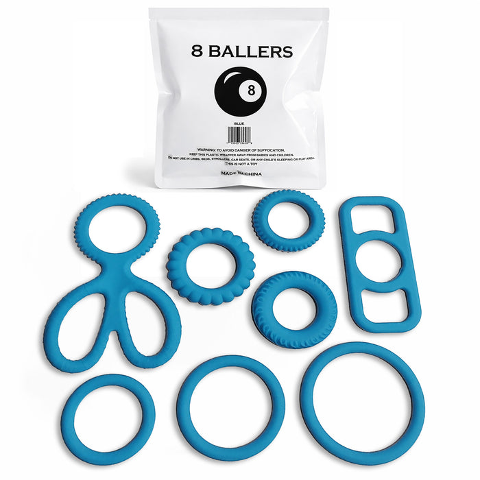 LeLuv® 8 Baller Stretch Silicone Performance Ring System – 8 Shapes, 3 Elasticity Levels (10A/15A/20A), Medical-Grade Non-Sticky Silicone, Multi-Fit Support, Discreet Packaging