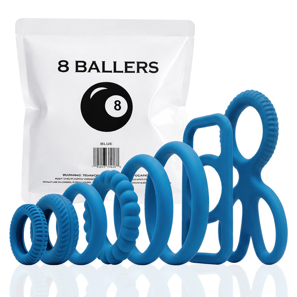 LeLuv® 8 Baller Stretch Silicone Performance Ring System – 8 Shapes, 3 Elasticity Levels (10A/15A/20A), Medical-Grade Non-Sticky Silicone, Multi-Fit Support, Discreet Packaging