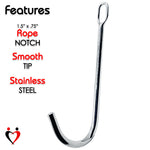 Eyro Stainless Steel Prostate Massager - Anal Hook with Rope Ring - 11in