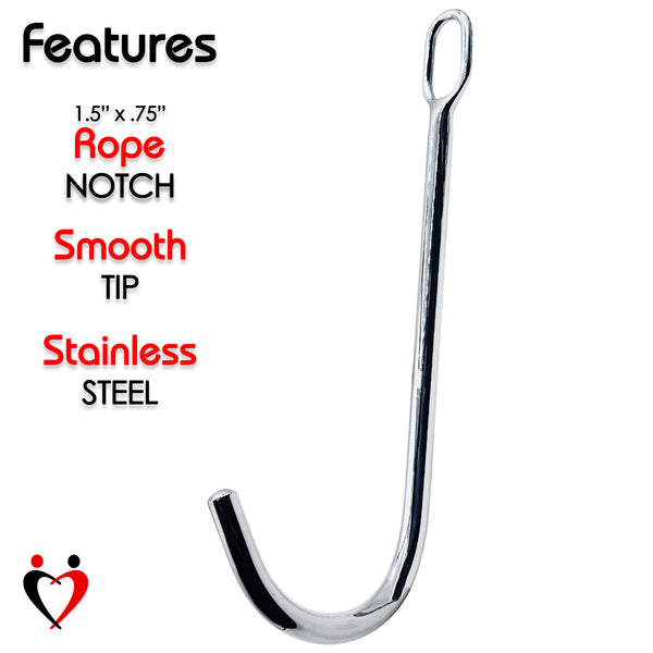 Eyro Stainless Steel Prostate Massager - Anal Hook with Rope Ring - 11in