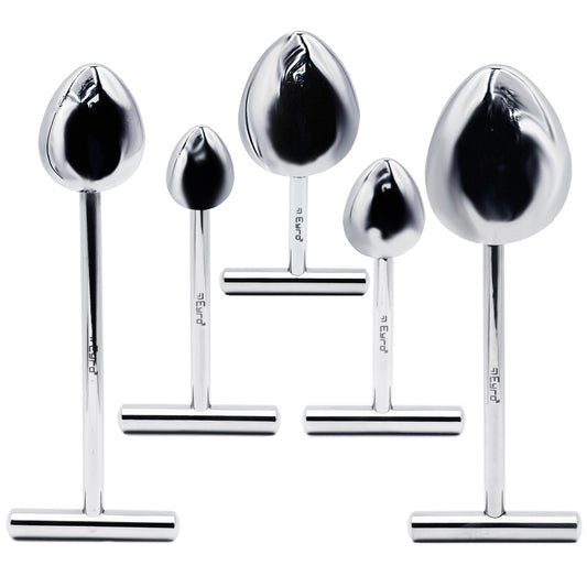 LeLuv Eyro Stainless Steel T-Shaped Anal/Prostate Massager - Choose 2in-6in Threaded Handle and 25mm -70mm Egg Option