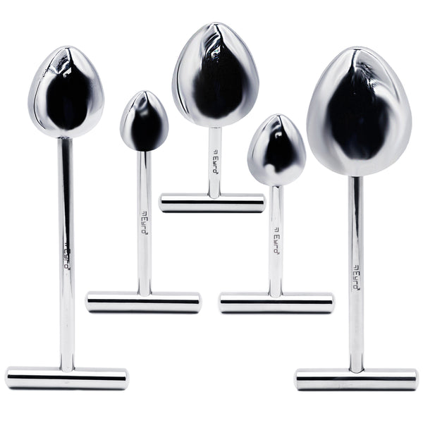 LeLuv Eyro Stainless Steel T-Shaped Anal/Prostate Massager - Choose 2in-6in Threaded Handle and 25mm -70mm Egg Option