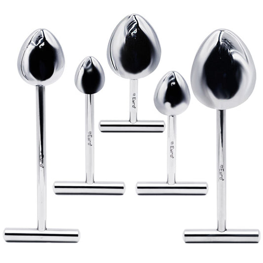 LeLuv Eyro Stainless Steel T-Shaped Anal/Prostate Massager - Choose 2in-6in Threaded Handle and 25mm -70mm Egg Option