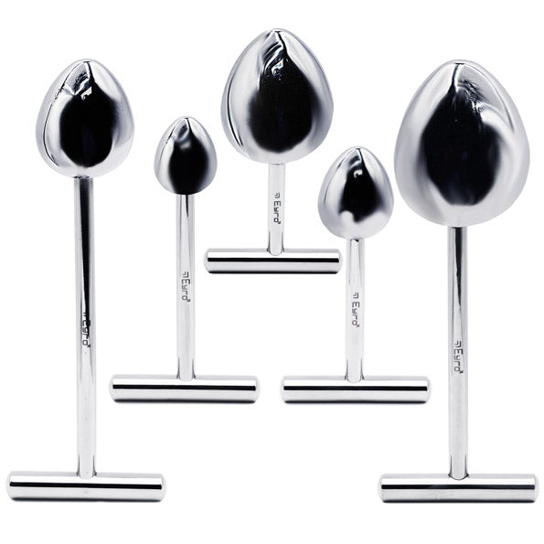 LeLuv Eyro Stainless Steel T-Shaped Anal/Prostate Massager - Choose 2in-6in Threaded Handle and 25mm -70mm Egg Option