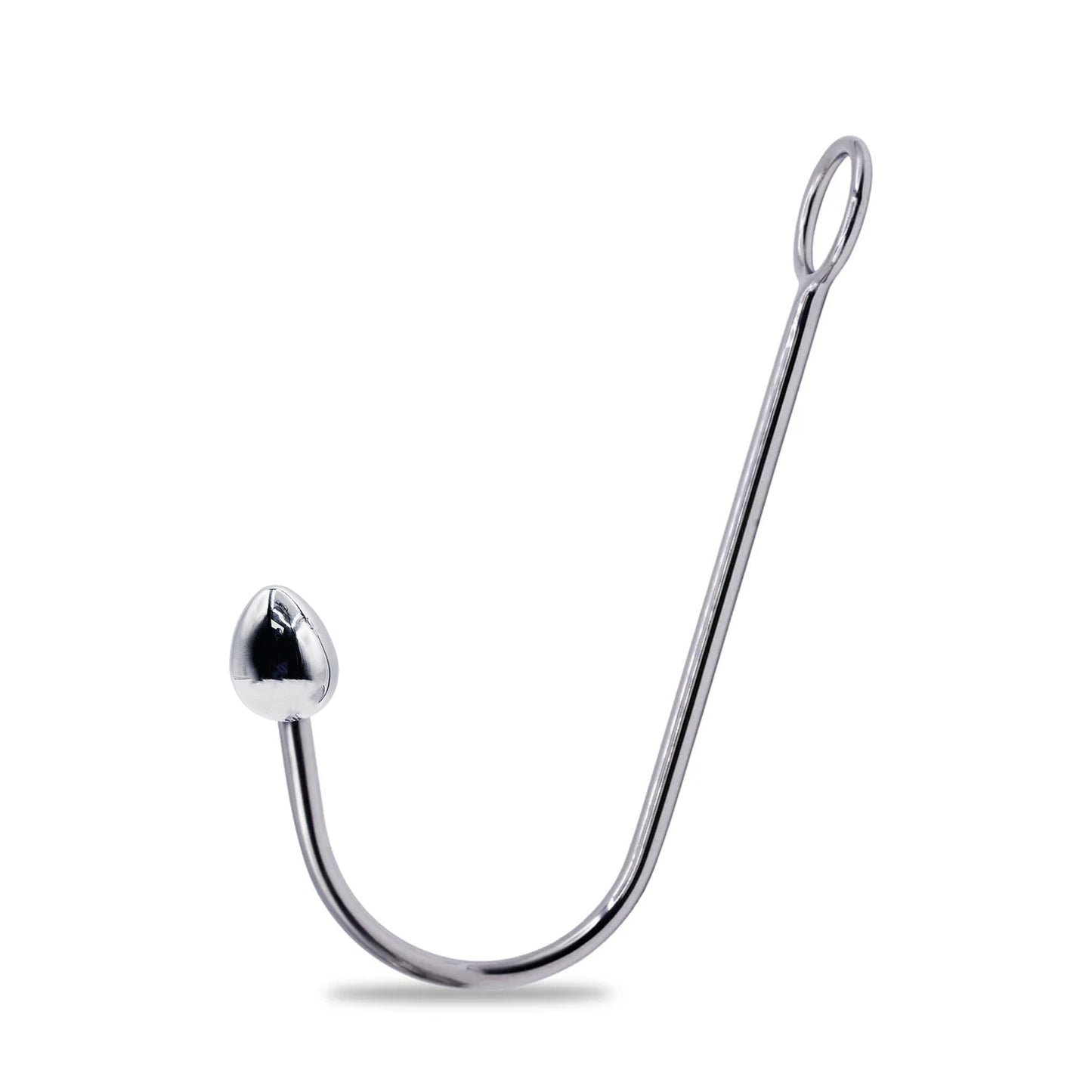 Eyro Stainless Steel Anal Hook with Rope Ring - 30mm Egg