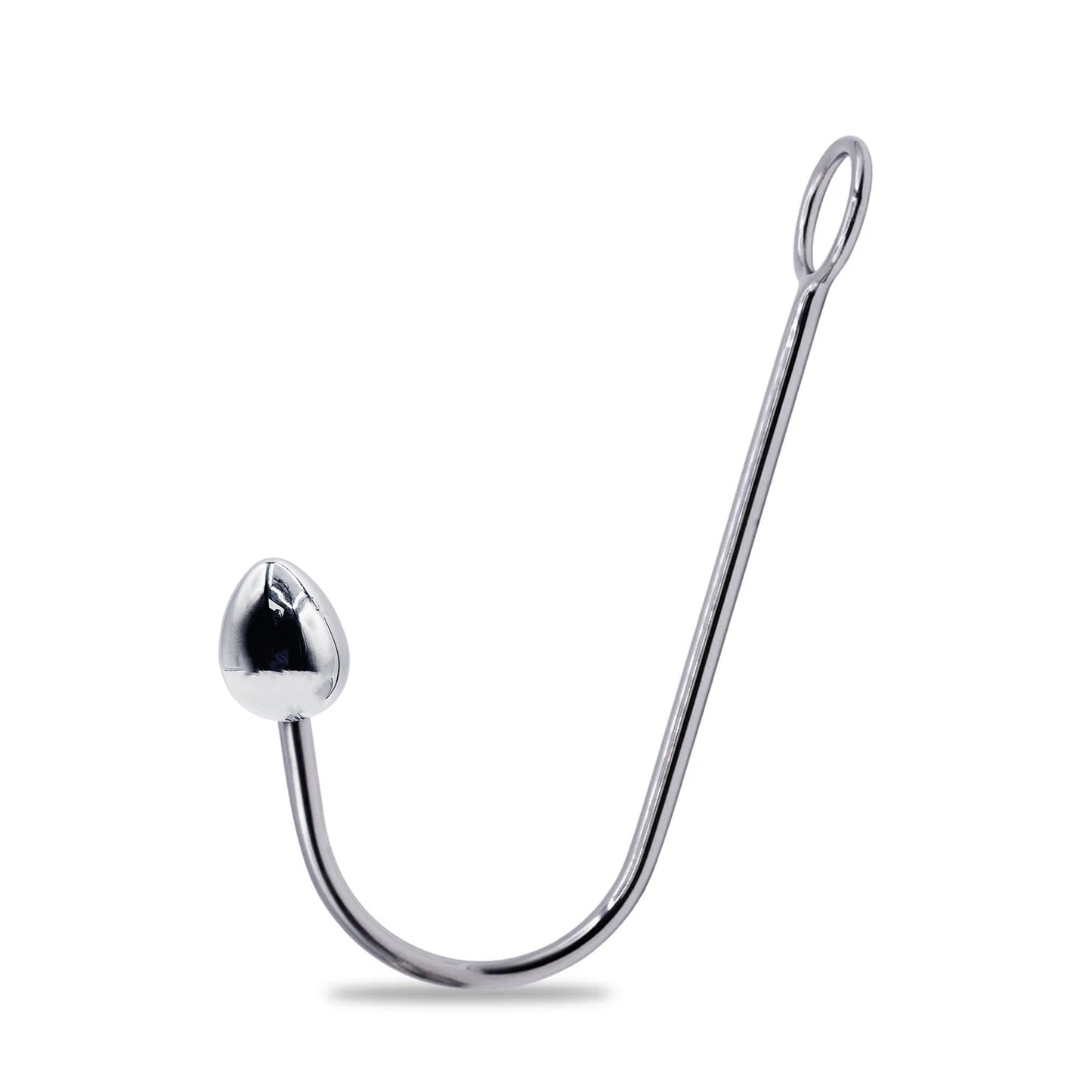 Eyro Stainless Steel Anal Hook with Rope Ring - 35mm Egg