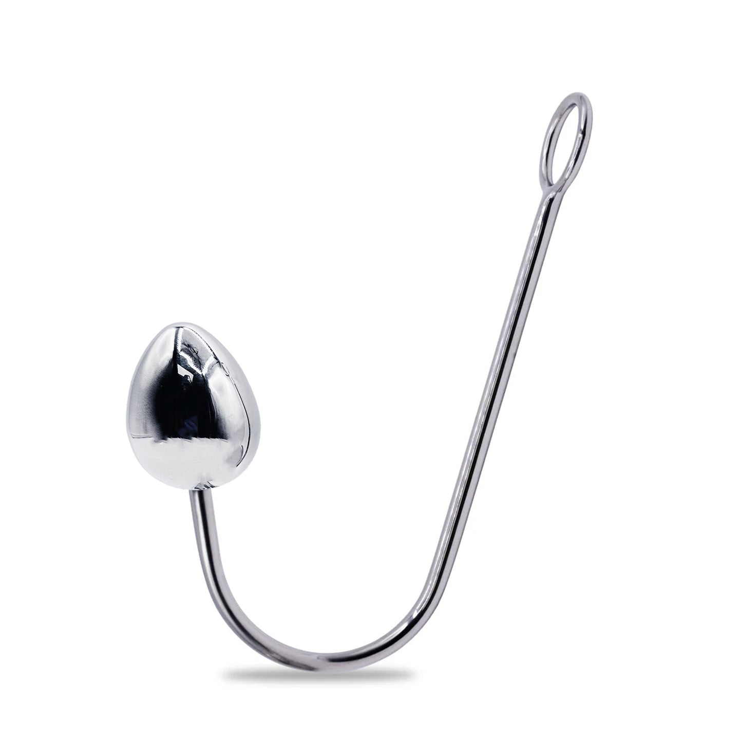 Eyro Stainless Steel Anal Hook with Rope Ring - 45mm Egg