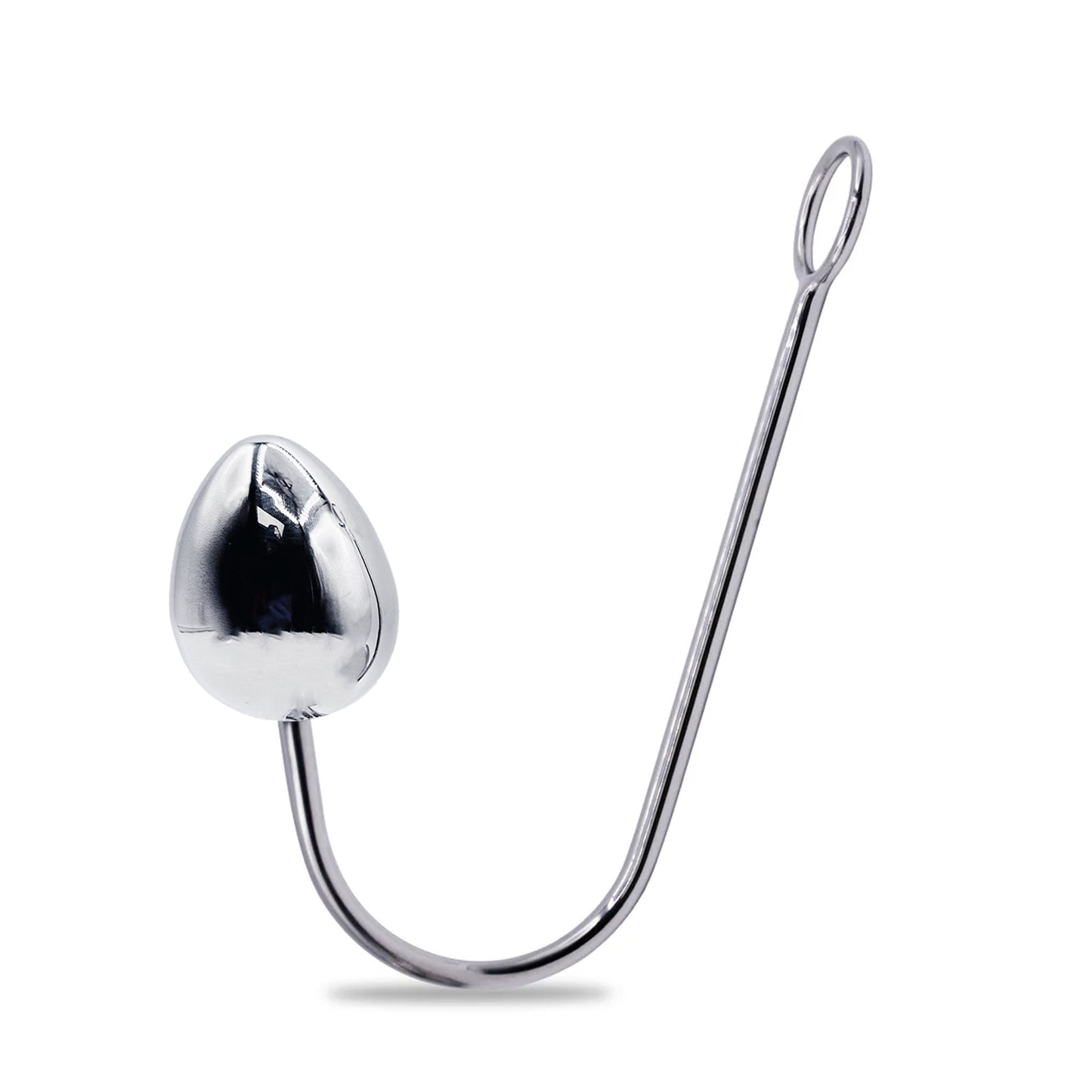 Eyro Stainless Steel Anal Hook with Rope Ring - 55mm Egg