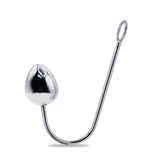 Eyro Stainless Steel Anal Hook with Rope Ring - 55mm Egg