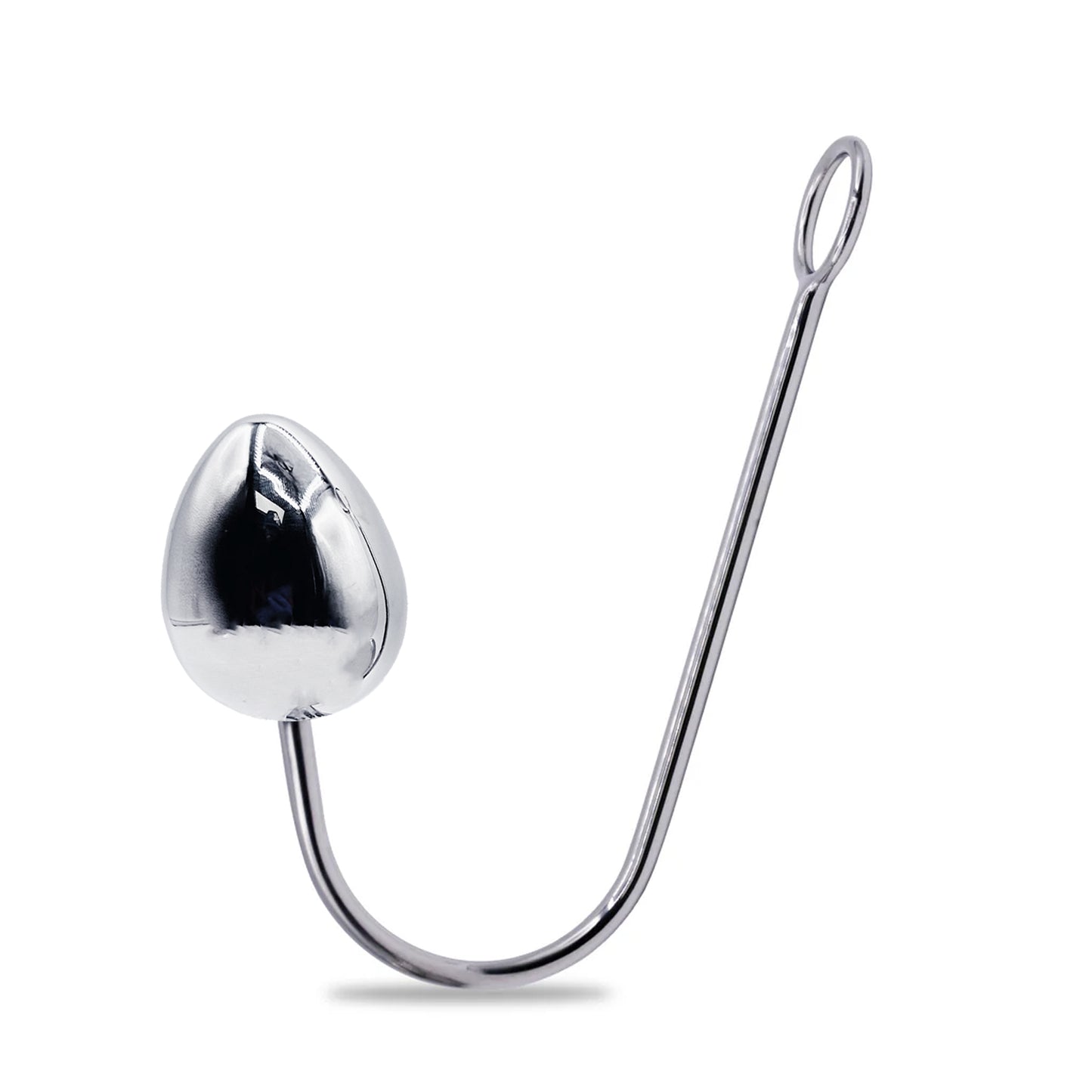 Eyro Stainless Steel Anal Hook with Rope Ring - 60mm Egg