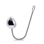 Eyro Stainless Steel Anal Hook with Rope Ring - 60mm Egg