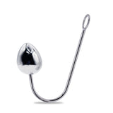 Eyro Stainless Steel Anal Hook with Rope Ring - 60mm Egg