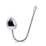 Eyro Stainless Steel Anal Hook with Rope Ring - 65mm Egg