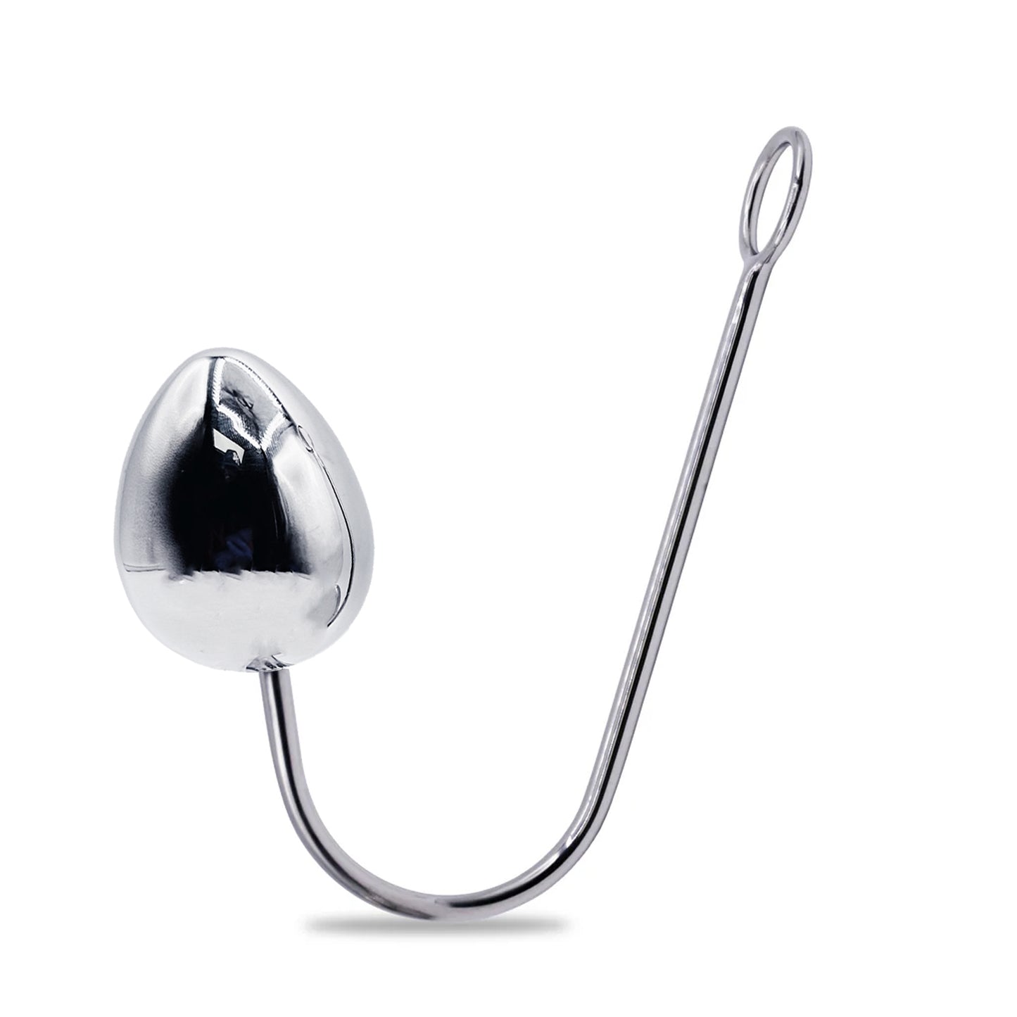 LeLuv Eyro Stainless Steel Anal Hook with Rope Ring - Choose 25-70mm Ball or Egg Fitting