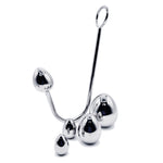 LeLuv Eyro Stainless Steel Anal Hook with Rope Ring - Choose 25-70mm Ball or Egg Fitting