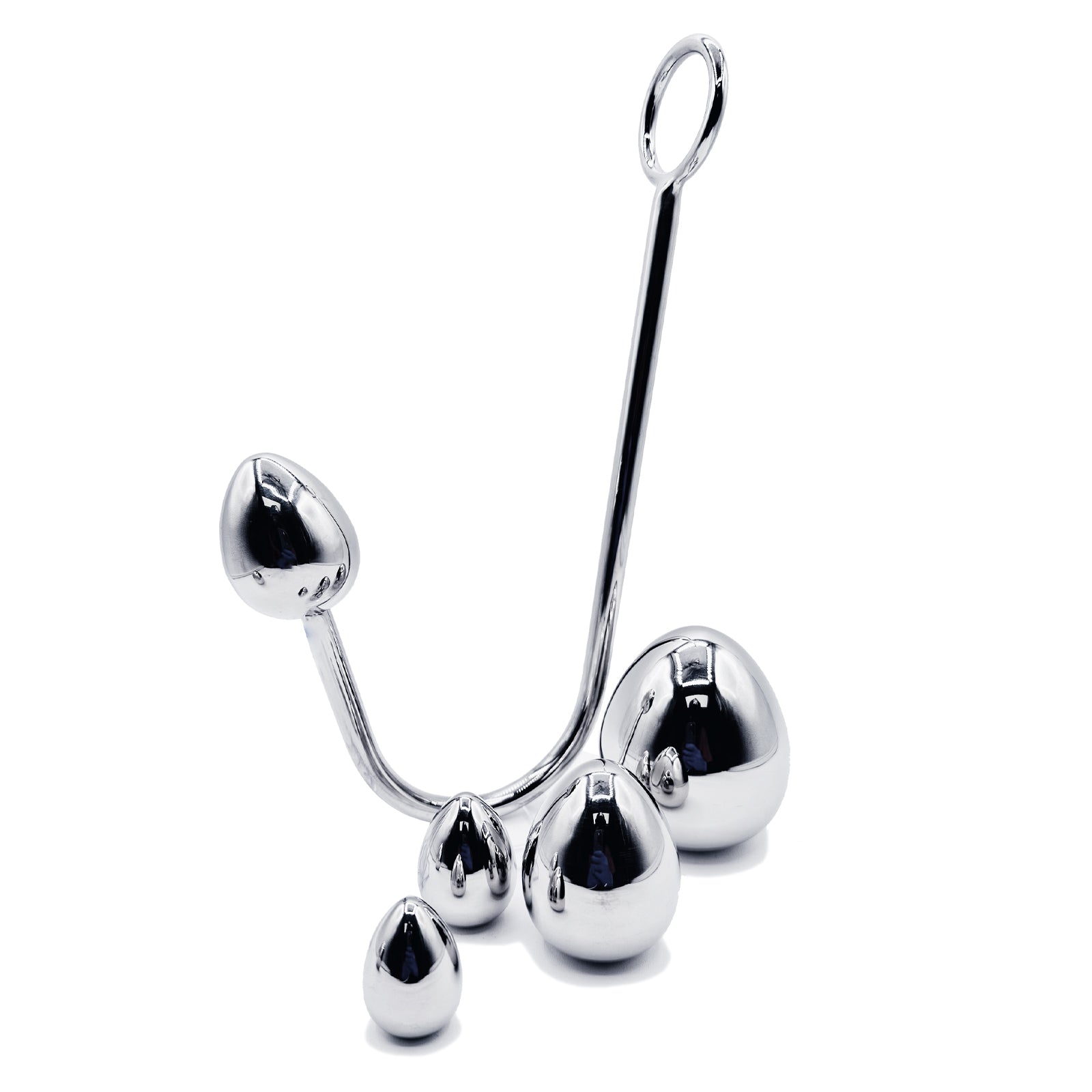 LeLuv Eyro Stainless Steel Anal Hook with Rope Ring - Choose 25-70mm B