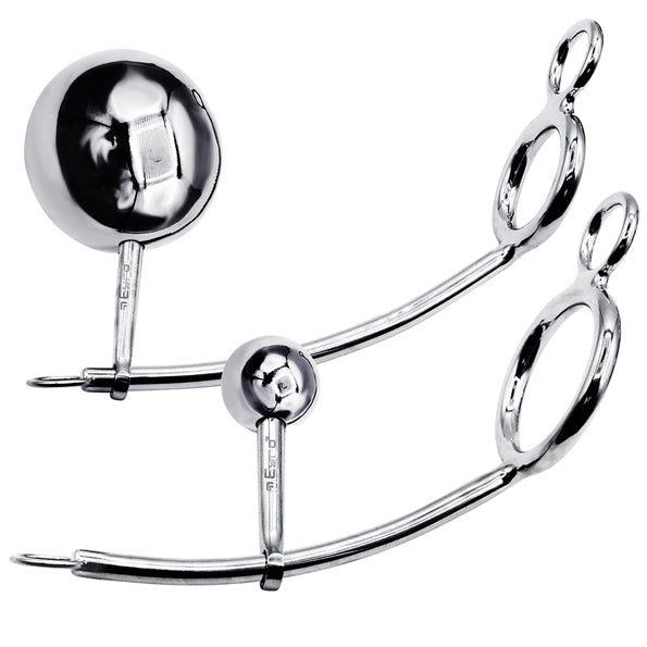 LeLuv Eyro Stainless Steel Adjustable Tailgater - Choose 32mm-64mm Cock Ring and Optional Anal Fitting - 25mm-70mm Steel Ball 