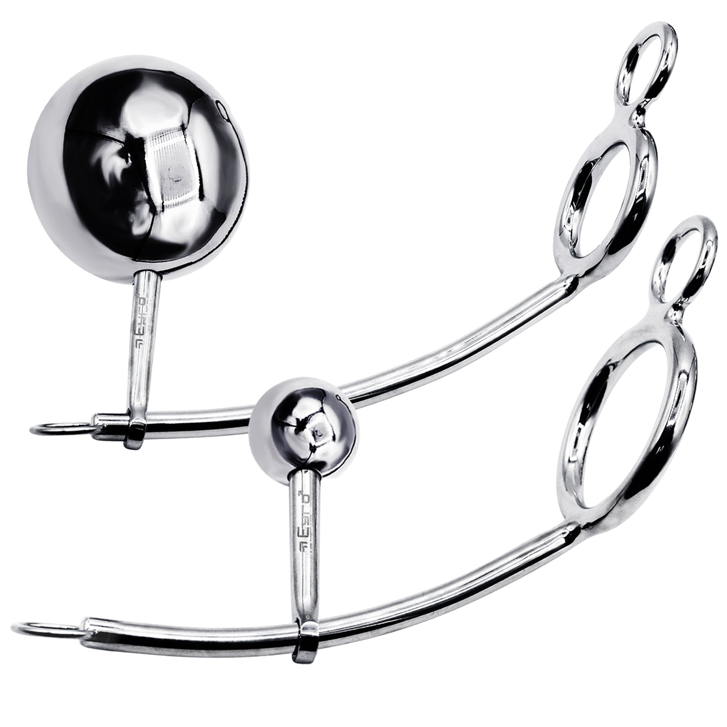 LeLuv Eyro Stainless Steel Adjustable Tailgater - Choose 32mm-64mm Cock Ring and Optional Anal Fitting - 25mm-70mm Steel Ball 