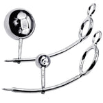 LeLuv Eyro Stainless Steel Adjustable Tailgater - Choose 32mm-64mm Cock Ring and Optional Anal Fitting - 25mm-70mm Steel Ball 