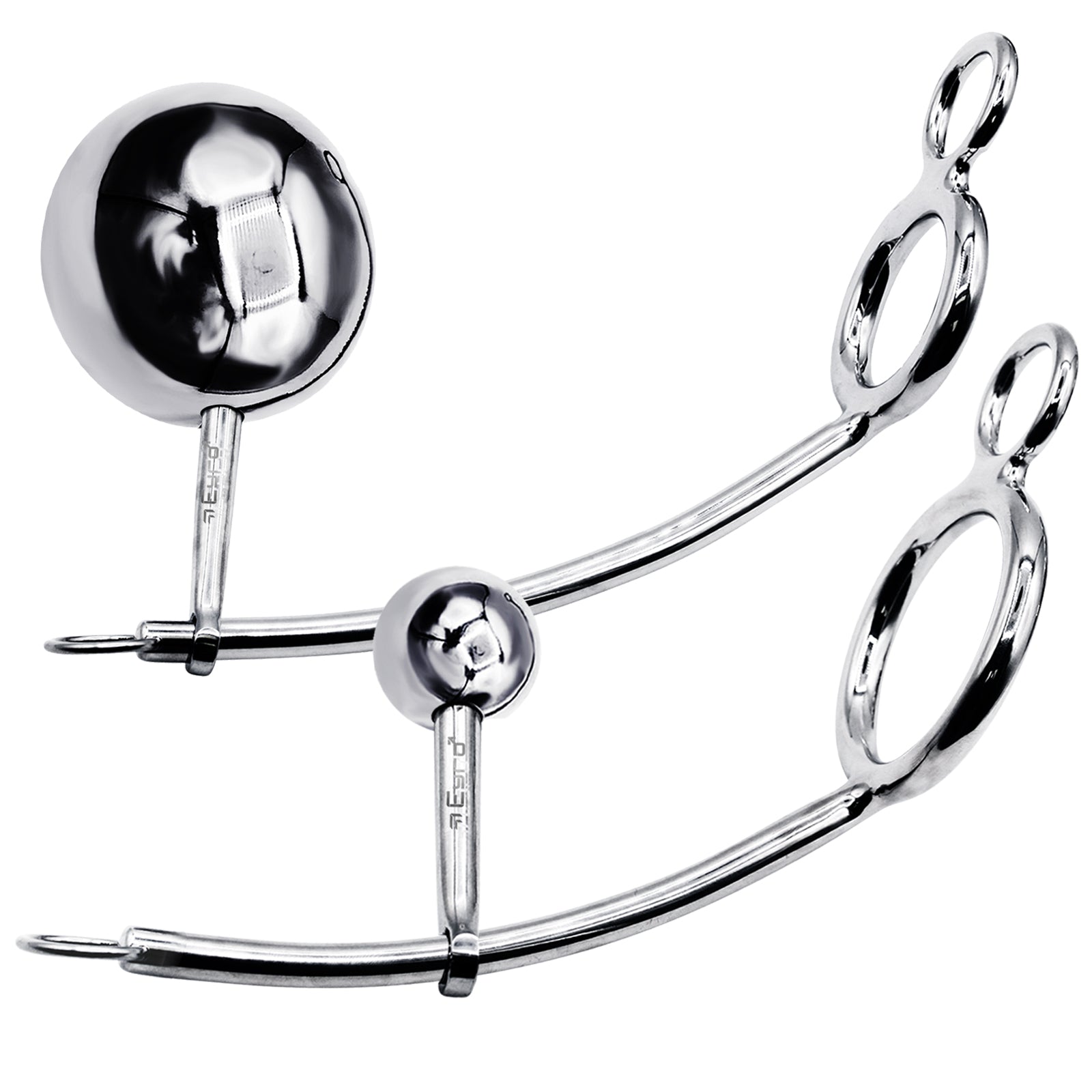 LeLuv Eyro Stainless Steel Adjustable Tailgater - Choose 32mm-64mm Cock Ring and Optional Anal Fitting - 25mm-70mm Steel Ball 