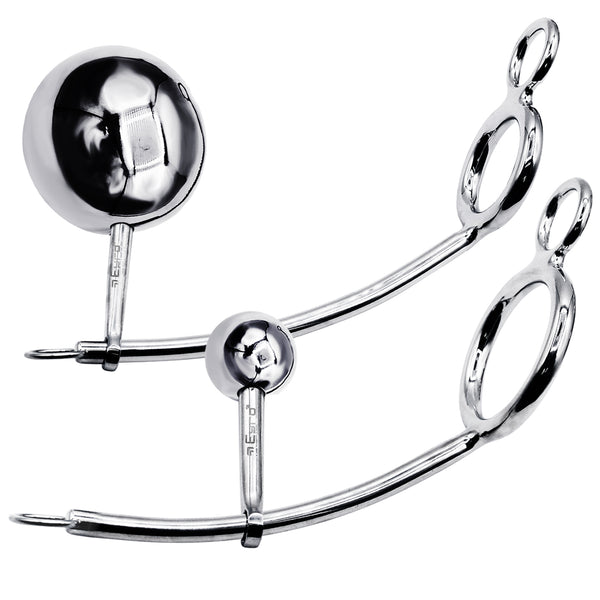 LeLuv Eyro Stainless Steel Adjustable Tailgater - Choose 32mm-64mm Cock Ring and Optional Anal Fitting - 25mm-70mm Steel Ball 