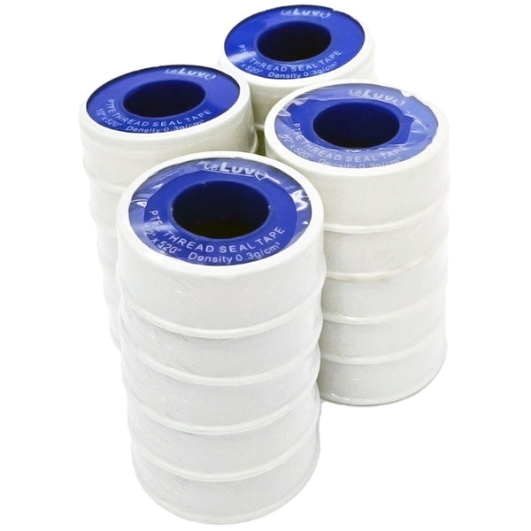 LeLuv®4Stuff™ Teflon Tape - 20 Pack Heavy-Duty PTFE Thread Sealant | 1/2" x 520" Roll