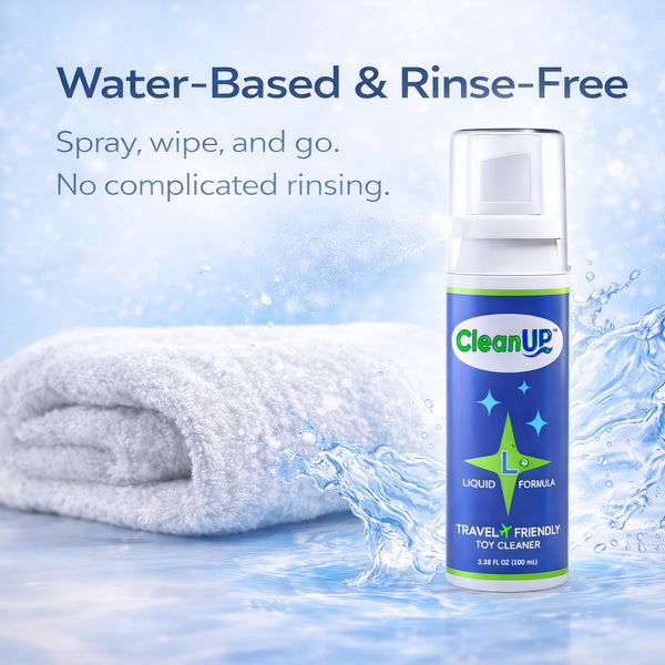 CleanUp™ Toy Cleaner Spray – Water-Based, Residue-Free Intimate Toy Cleaner, Safe for Silicone & Latex, Odor Eliminating Formula with Fresh Finish – Gentle Daily Clean